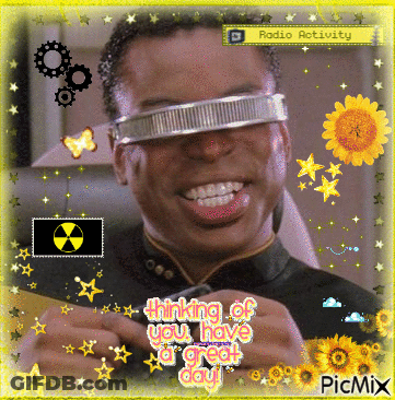 A Picture Of A Man Wearing Futuristic Glasses With The Words Thinking Of You Have A Great Day GIF