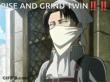 A Picture Of A Man With A Bandana On His Face And The Words Rise And Grind Twin !!! GIF