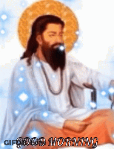 A Picture Of A Man With A Beard And A Good Morning Message GIF