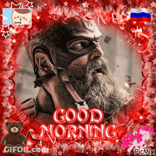 Bearded Man Saying Good Morning With Helmet GIF