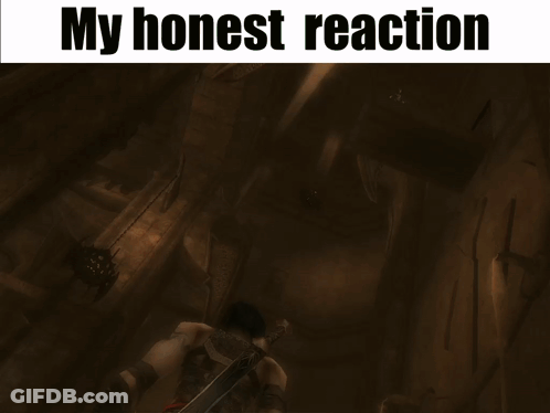 A Picture Of A Man With A Beard And Blue Eyes With The Words My Honest Reaction Below Him GIF