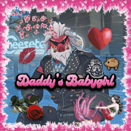 A Picture Of A Man With A Beard And The Words " Daddy 'S Babygirl " On It GIF