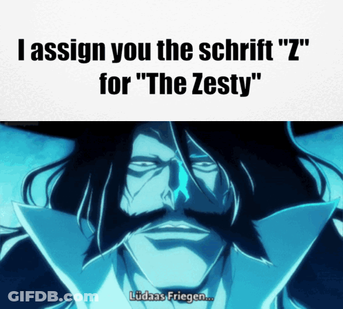 A Picture Of A Man With A Beard And The Words " I Assign You The Schrift " Z " For The Zesty " GIF
