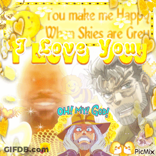 A Picture Of A Man With A Beard And The Words " You Make Me Happy When Skies Are Grey " GIF
