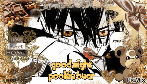 A Picture Of A Man With A Bird And The Words Goodnight Pookie Bear GIF