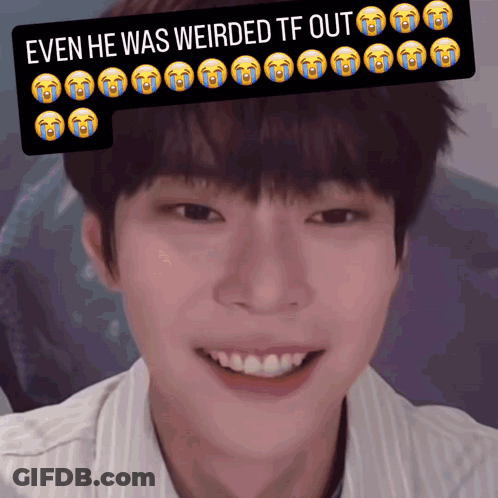 A Picture Of A Man With A Caption That Says Even He Was Weirded Tf Out GIF