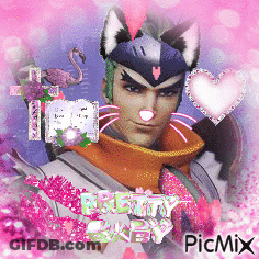 A Picture Of A Man With A Cat Mask And The Words Pretty Baby GIF