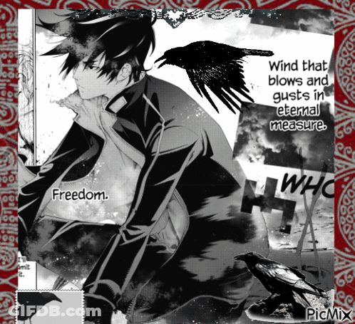 Man With Crow And Wind Gusts Quote GIF