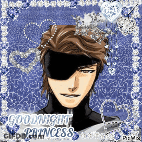 A Picture Of A Man With A Crown On His Head And The Words Goodnight Princess On The Bottom GIF