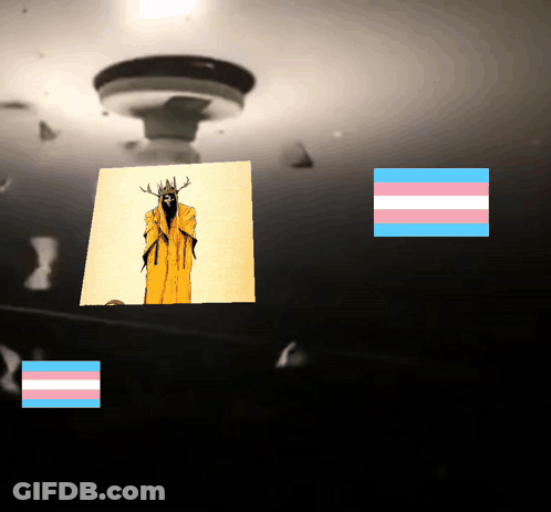 A Picture Of A Man With A Crown On His Head Is Surrounded By A Transgender Flag GIF