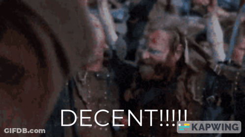 A Picture Of A Man With A Face Painted With The Words Decent GIF