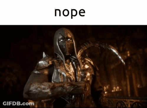 A Picture Of A Man With A Hood And The Word Nope Below It GIF