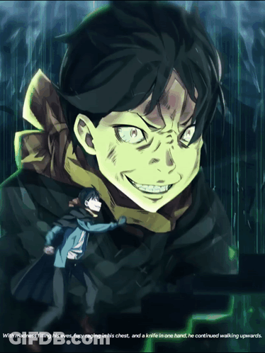 A Picture Of A Man With A Knife In His Hand GIF