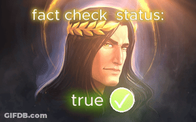A Picture Of A Man With A Laurel Wreath On His Head With The Words " Fact Check Status " Above Him GIF