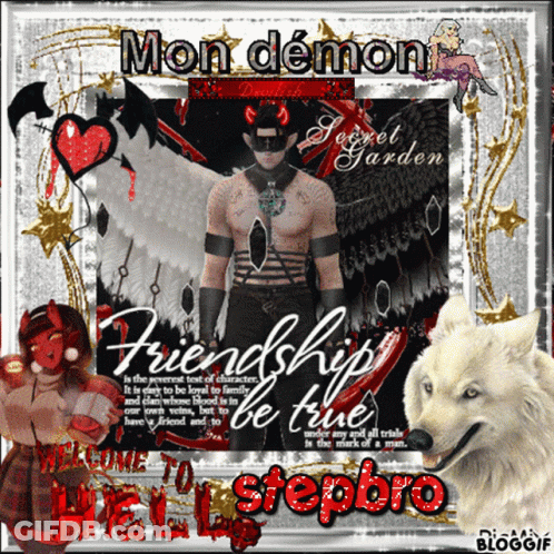 A Picture Of A Man With A Mask And The Words Mon Demon Friendship Be True GIF