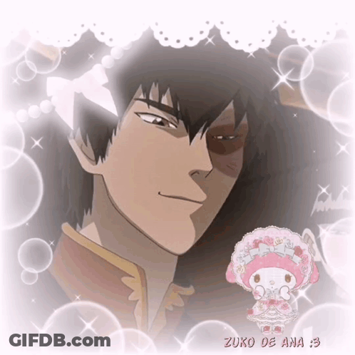 A Picture Of A Man With A Pink Bow In His Hair And The Words Zuko De Ana GIF