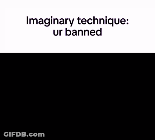 A Picture Of A Man With A Purple Background And The Words Imaginary Technique Ur Banned GIF