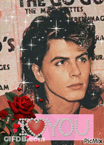 A Picture Of A Man With A Red Rose And The Words I Love You GIF