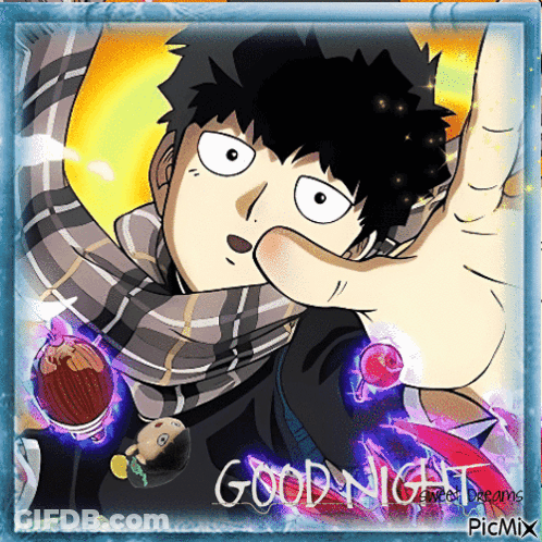 A Picture Of A Man With A Scarf Around His Neck And The Words Good Night GIF