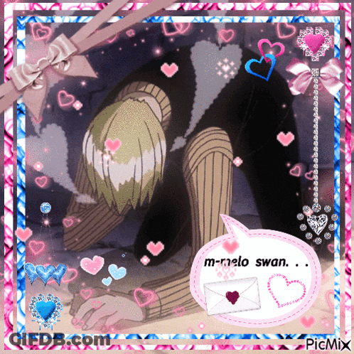 A Picture Of A Man With A Speech Bubble That Says " M-Melo Swan " GIF