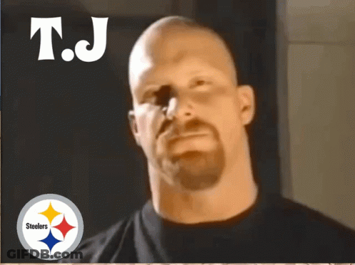 A Picture Of A Man With A Steelers Logo GIF