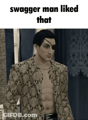 A Picture Of A Man With A Tattoo On His Eye And The Words Swagger Man Liked That On The Bottom GIF