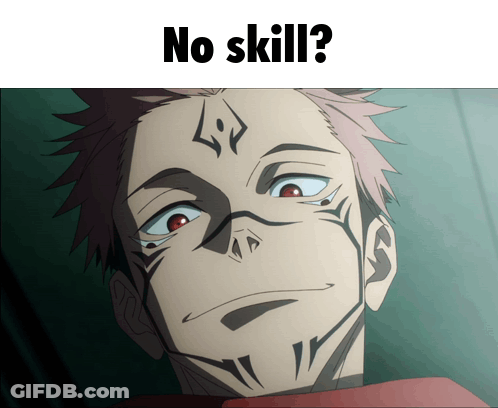 A Picture Of A Man With A Tattoo On His Face And The Words No Skill Below Him GIF