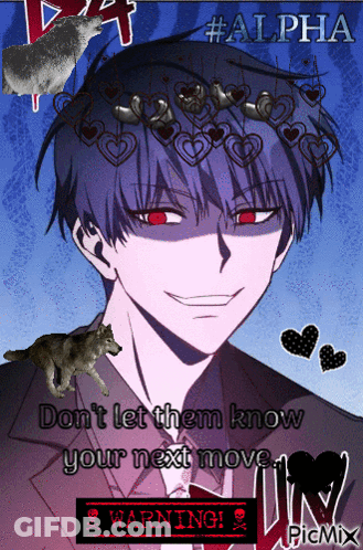 A Picture Of A Man With A Wolf And A Warning Label GIF