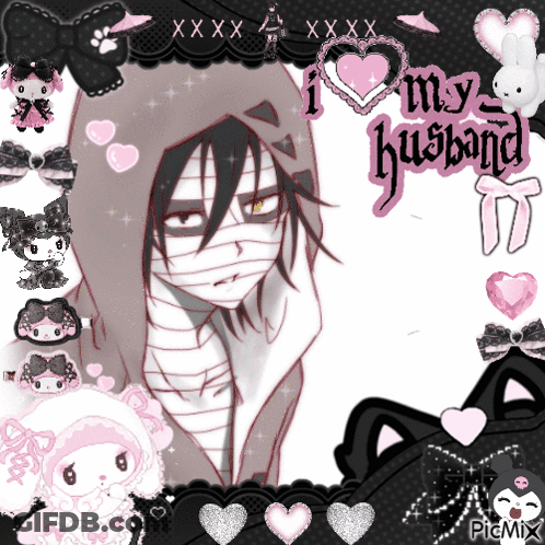 A Picture Of A Man With Bandages On His Face And The Words I Love My Husband On The Bottom GIF