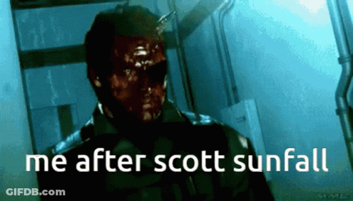 A Picture Of A Man With Blood On His Face And The Words Me After Scott Sunfall GIF