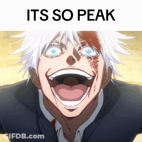 A Picture Of A Man With Blood On His Face With The Words Its So Peak Above Him GIF