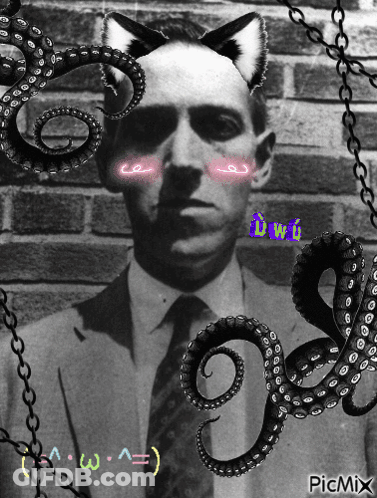 A Picture Of A Man With Cat Ears And Octopus Tentacles GIF