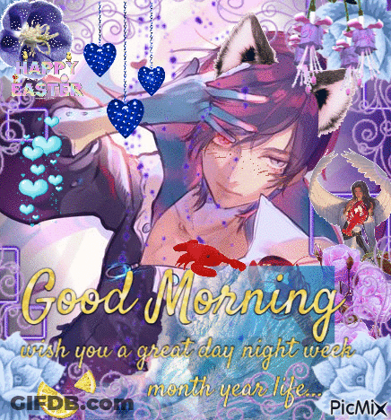 A Picture Of A Man With Cat Ears Wishing You A Great Day GIF