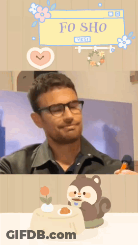 A Picture Of A Man With Glasses And A Picture Of A Squirrel With The Name Fo Sho West GIF