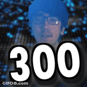 A Picture Of A Man With Glasses And The Number 300 In Front Of Him GIF