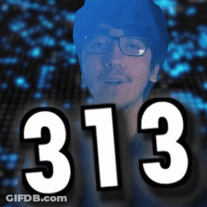 A Picture Of A Man With Glasses And The Number 313 Behind Him GIF
