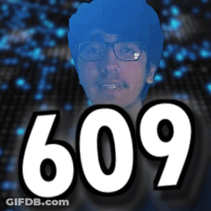 A Picture Of A Man With Glasses And The Number 609 Behind Him GIF