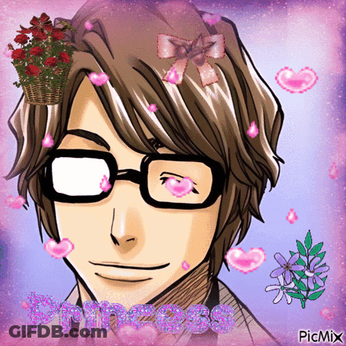 A Picture Of A Man With Glasses And The Word Princess On The Bottom Right GIF