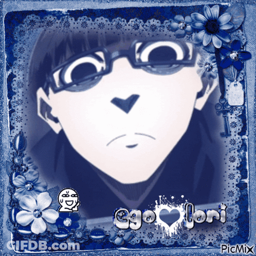 A Picture Of A Man With Glasses And The Words Egolori GIF