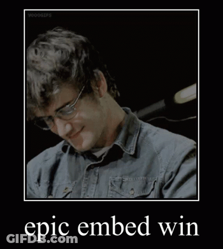 A Picture Of A Man With Glasses And The Words Epic Embed Win On The Bottom GIF