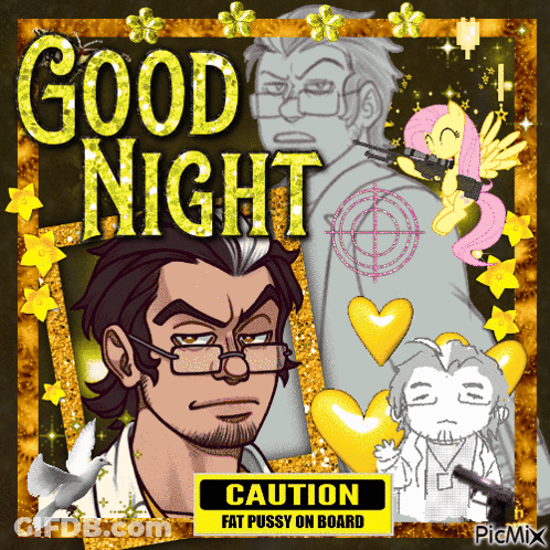 A Picture Of A Man With Glasses And The Words Good Night GIF