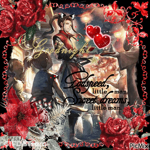 A Picture Of A Man With Hearts And The Words Goodnight Godspeed Little Man Sweet Dreams Little Man On It GIF
