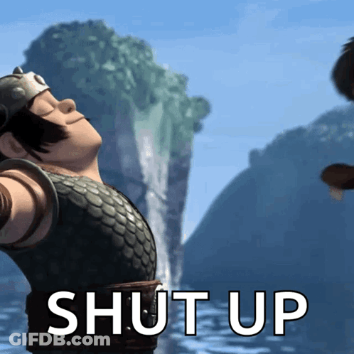 A Picture Of A Man With His Eyes Closed And The Words Shut Up On The Bottom GIF
