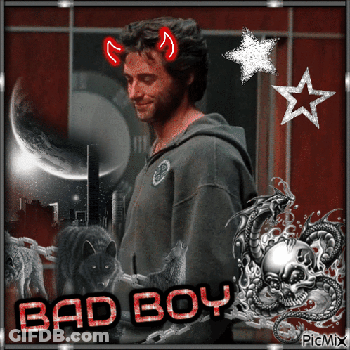 Man With Horns And Bad Boy Text GIF