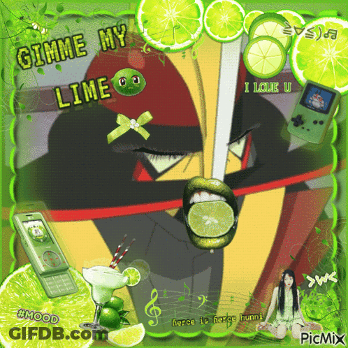 A Picture Of A Man With Limes In His Mouth And The Words Gimme Hy Lime On Top GIF
