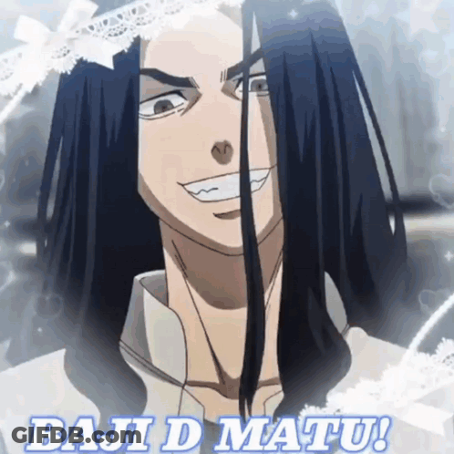 A Picture Of A Man With Long Hair And The Words Baji D Matiu GIF