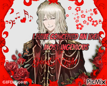 A Picture Of A Man With Long Hair And The Words " I Have Conceived An Idea Most Ingenious " GIF