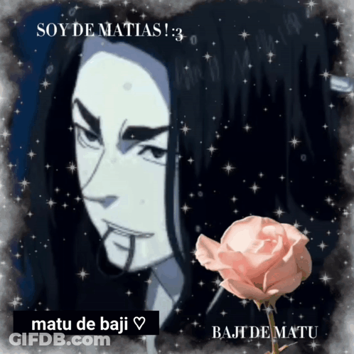 A Picture Of A Man With Long Hair And The Words Soy De Matias ! GIF