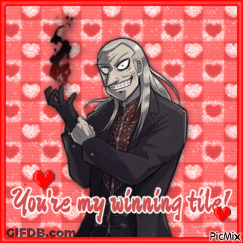 A Picture Of A Man With Long Hair And The Words " You 'Re My Winning Title " GIF