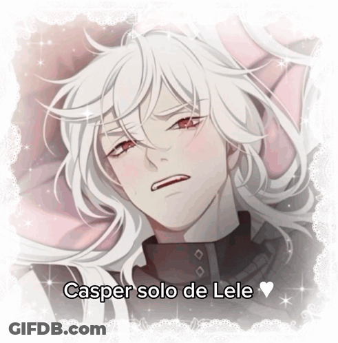 A Picture Of A Man With Long White Hair And The Words Casper Solo De Lele GIF